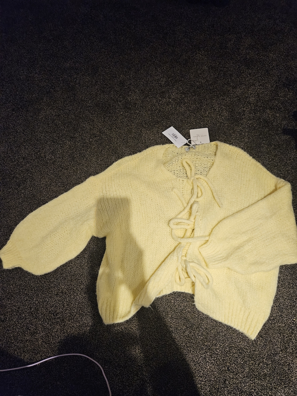 ESTEE BROWN PARIS Yellow Tie-Front Women's Sweater Cardigan